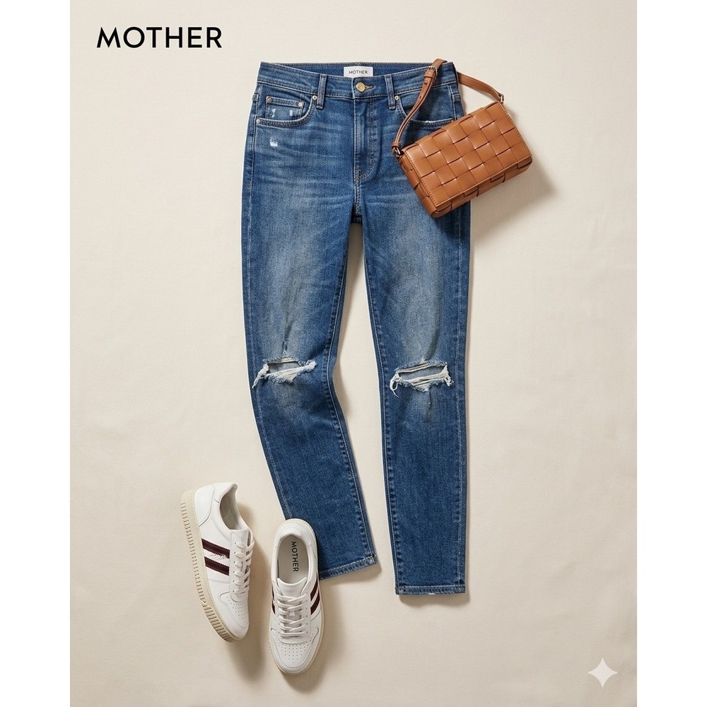 MOTHER The Looker Ankle‎ Jeans 26 Distressed Knee High Rise Premium Denim